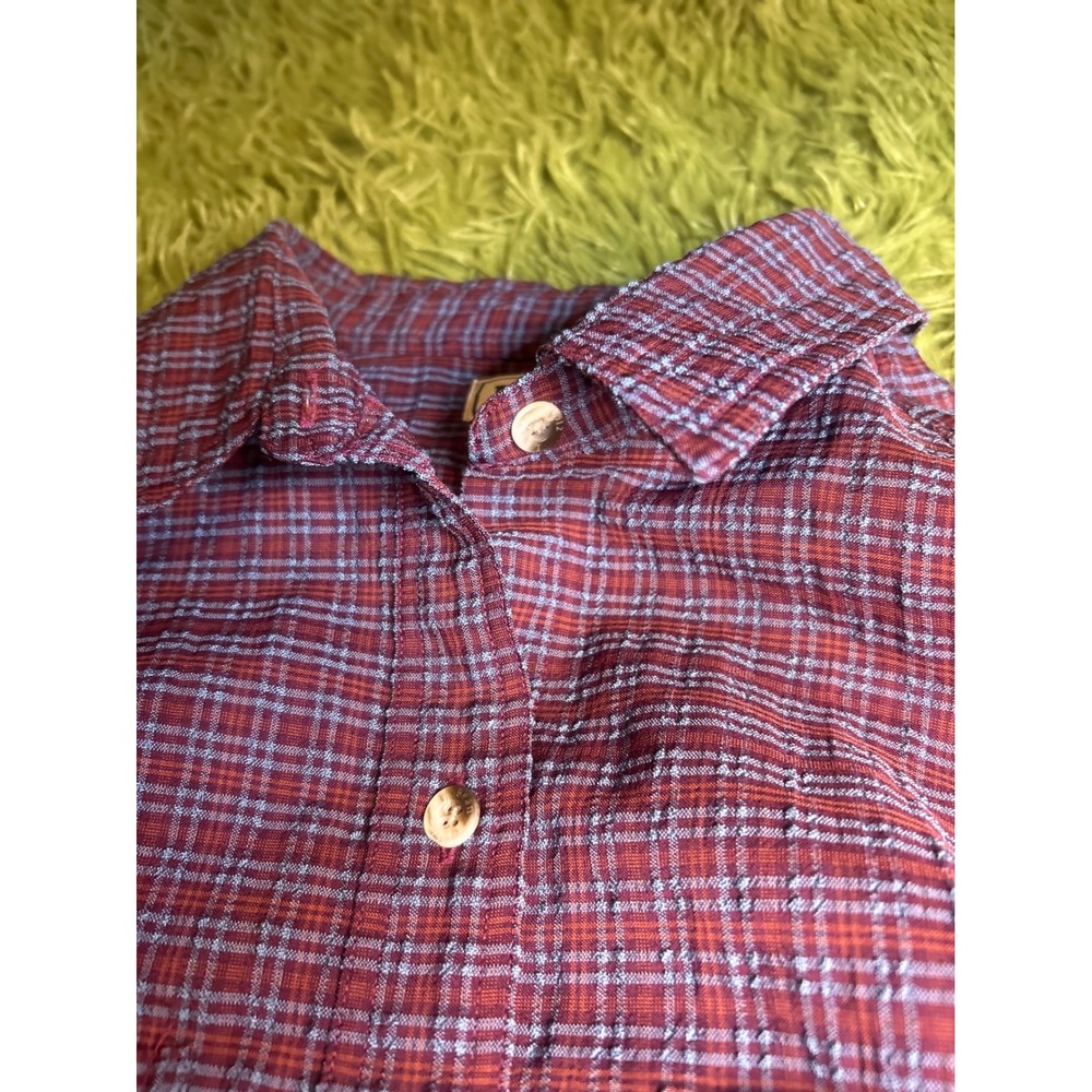 L.L. Bean Shirt Womens Medium Purple Plaid Roll-Tab Sleeve Outdoor Casual VTG - Picture 7 of 8
